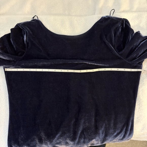 Deep Blue Velvet 3/4 sleeve top scoop back holiday new years XL Banana Republic - Picture 5 of 9